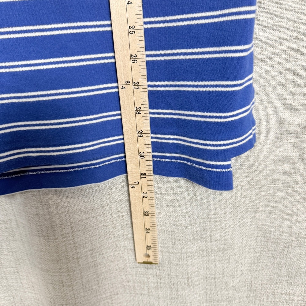 Polo Ralph Lauren Mens Polo Shirt Blue White Striped 100% Cotton L Preppy Pony - Picture 6 of 7